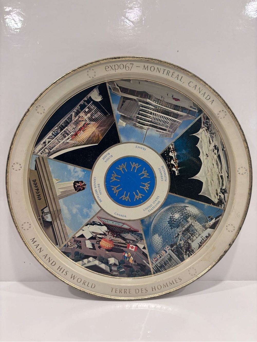 Expo 67 Montreal Decorative Wall Tray in Blue and White